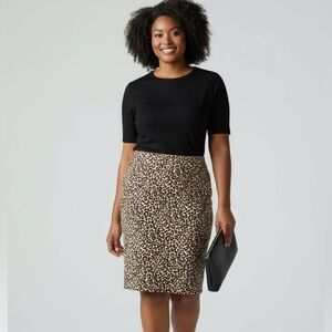 J.Crew NWT Pencil Skirt #2, 100% Linen, Animal Print, Lining w Stretch